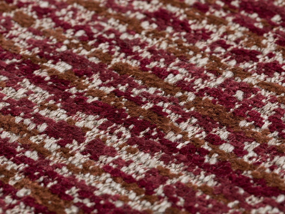 Red Textured Upholstery Fabric - Woven & Striped