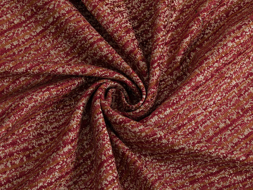 Red Textured Upholstery Fabric - Woven & Striped