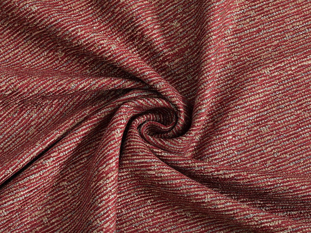 Red Striped Upholstery Fabric - Woven & Textured