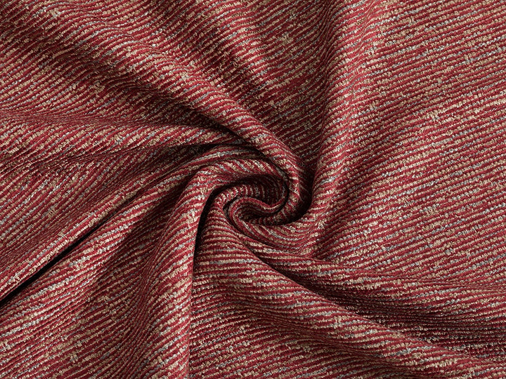 Red Striped Upholstery Fabric - Woven & Textured
