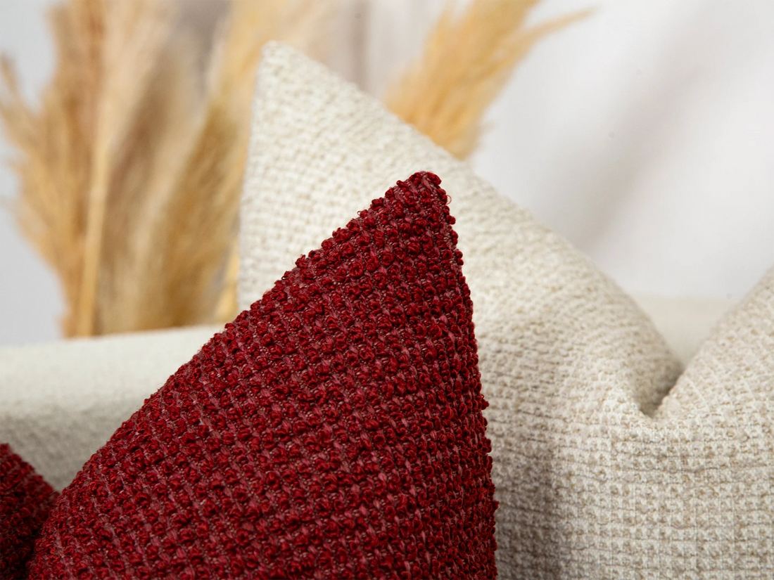 Claret Red Textured Pillow Cover
