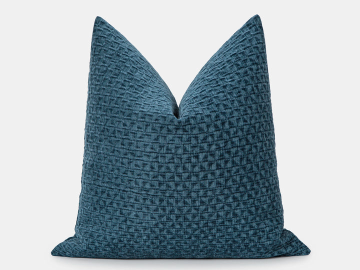 Dark Teal Textured Lattice Pillow Cover