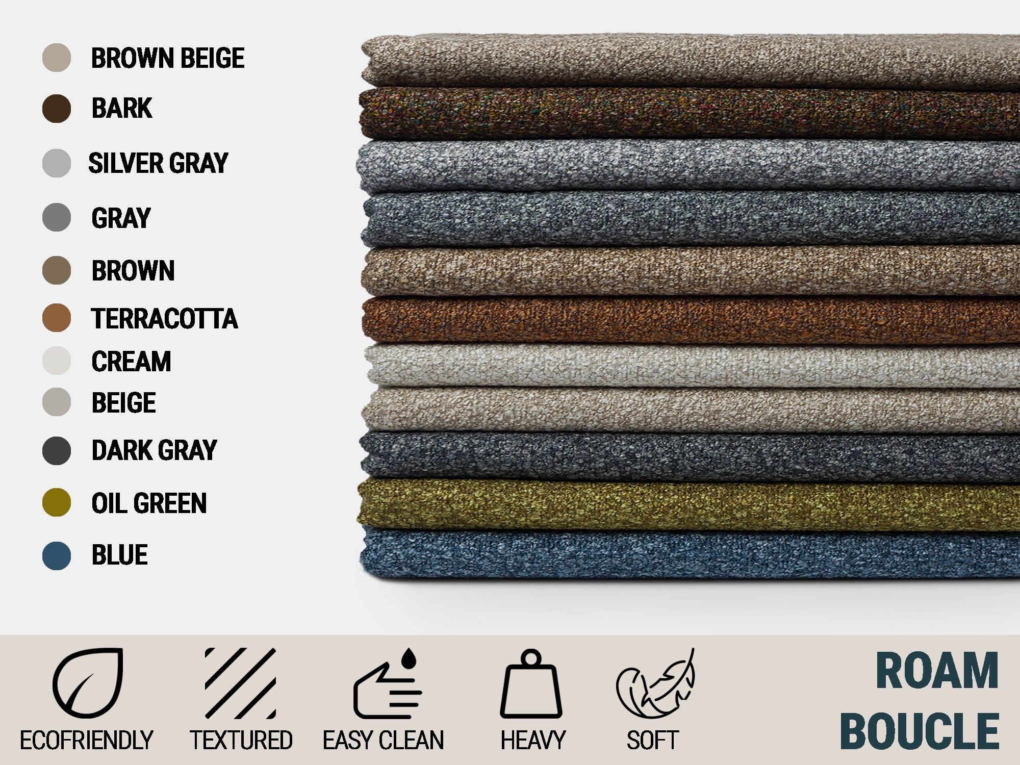 Boucle Upholstery Fabrics - 11 Color Options | Roam Boucle
