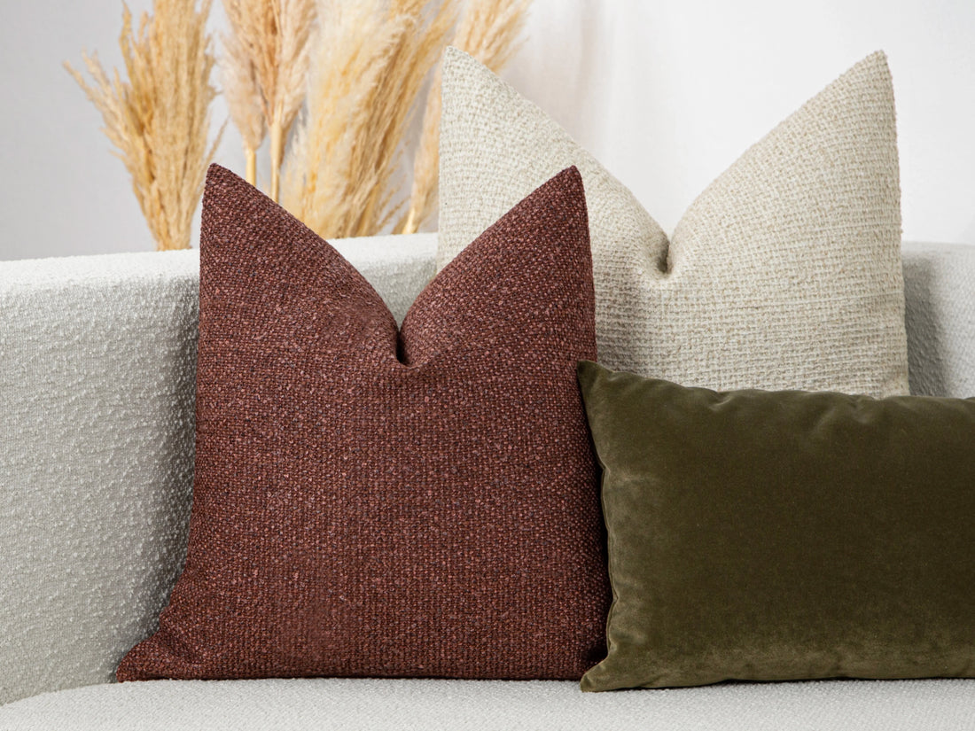 Copper Rose Textured Pillow Cover