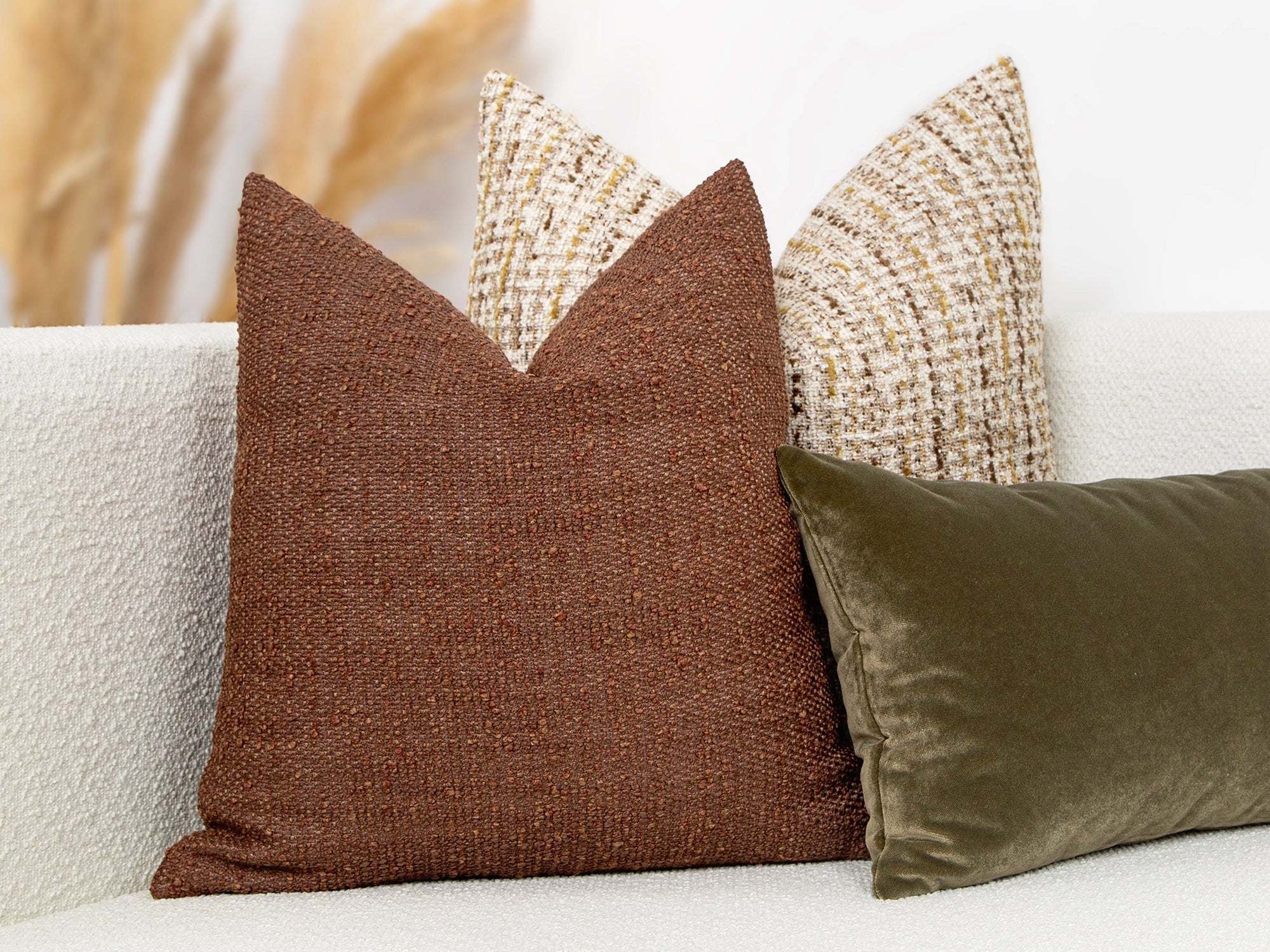 Copper Boho Boucle Pillow Cover