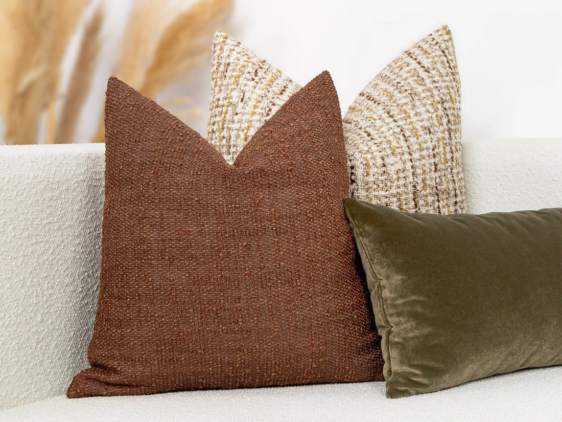 Copper Boho Boucle Pillow Cover