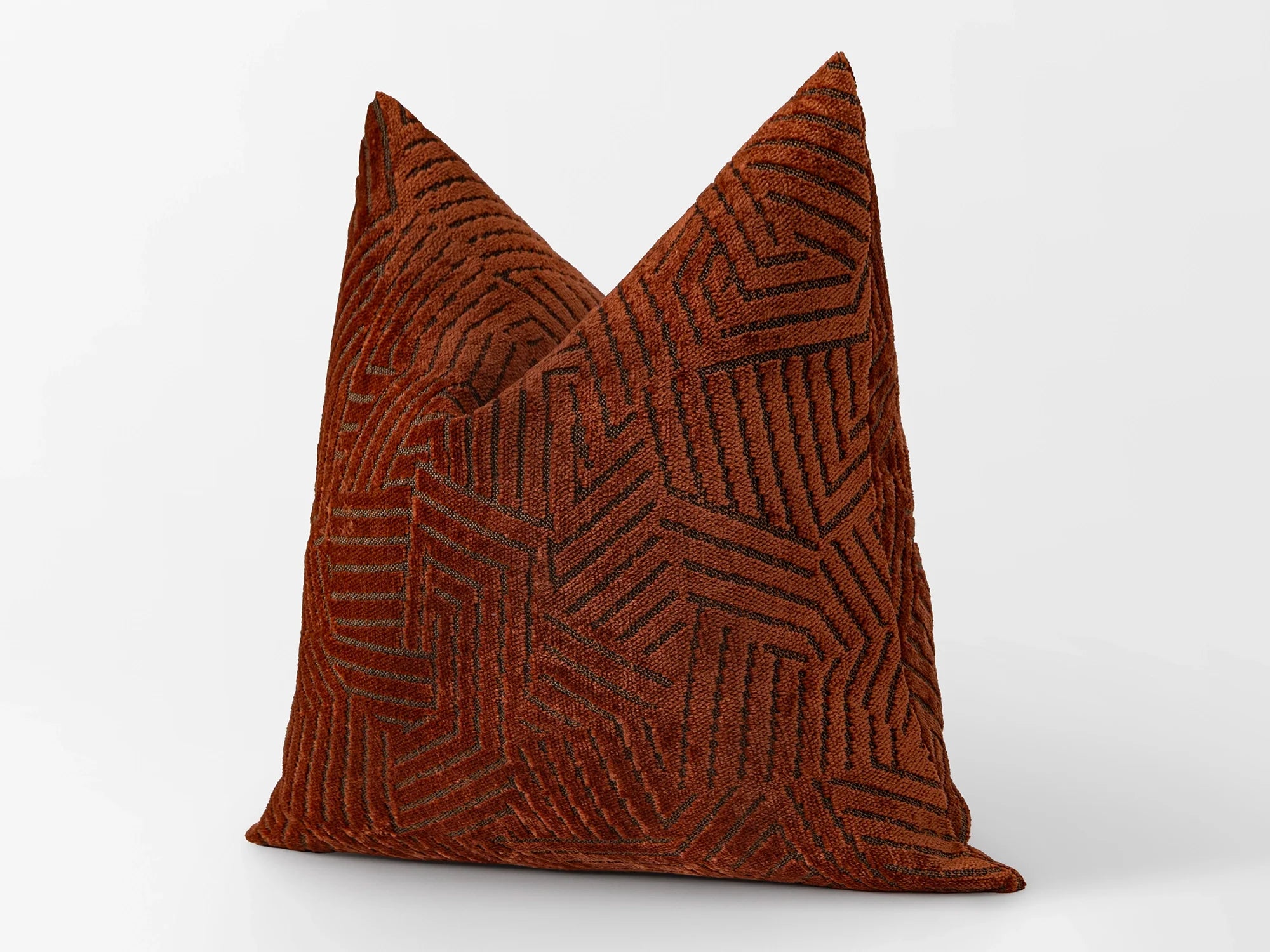 Rust Textured  Geometric Pillow Cover