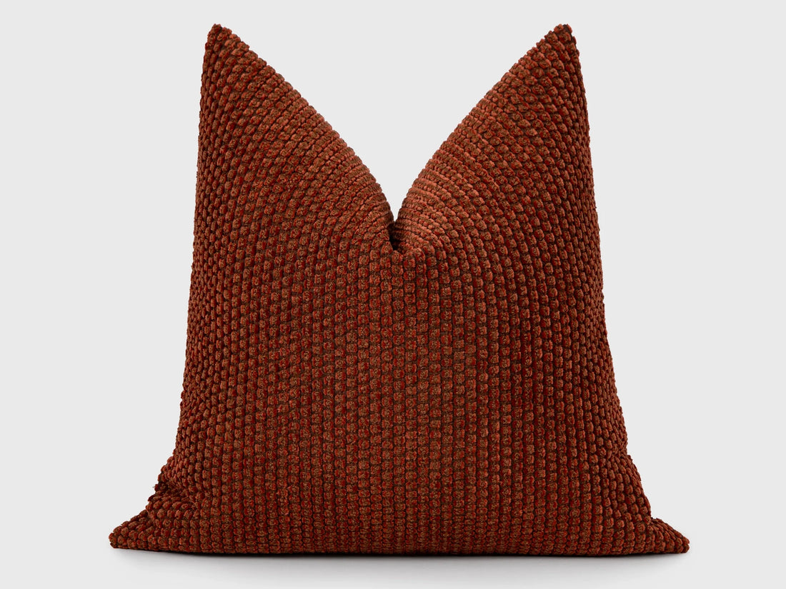 Rust Dotted Textured Pillow Cover