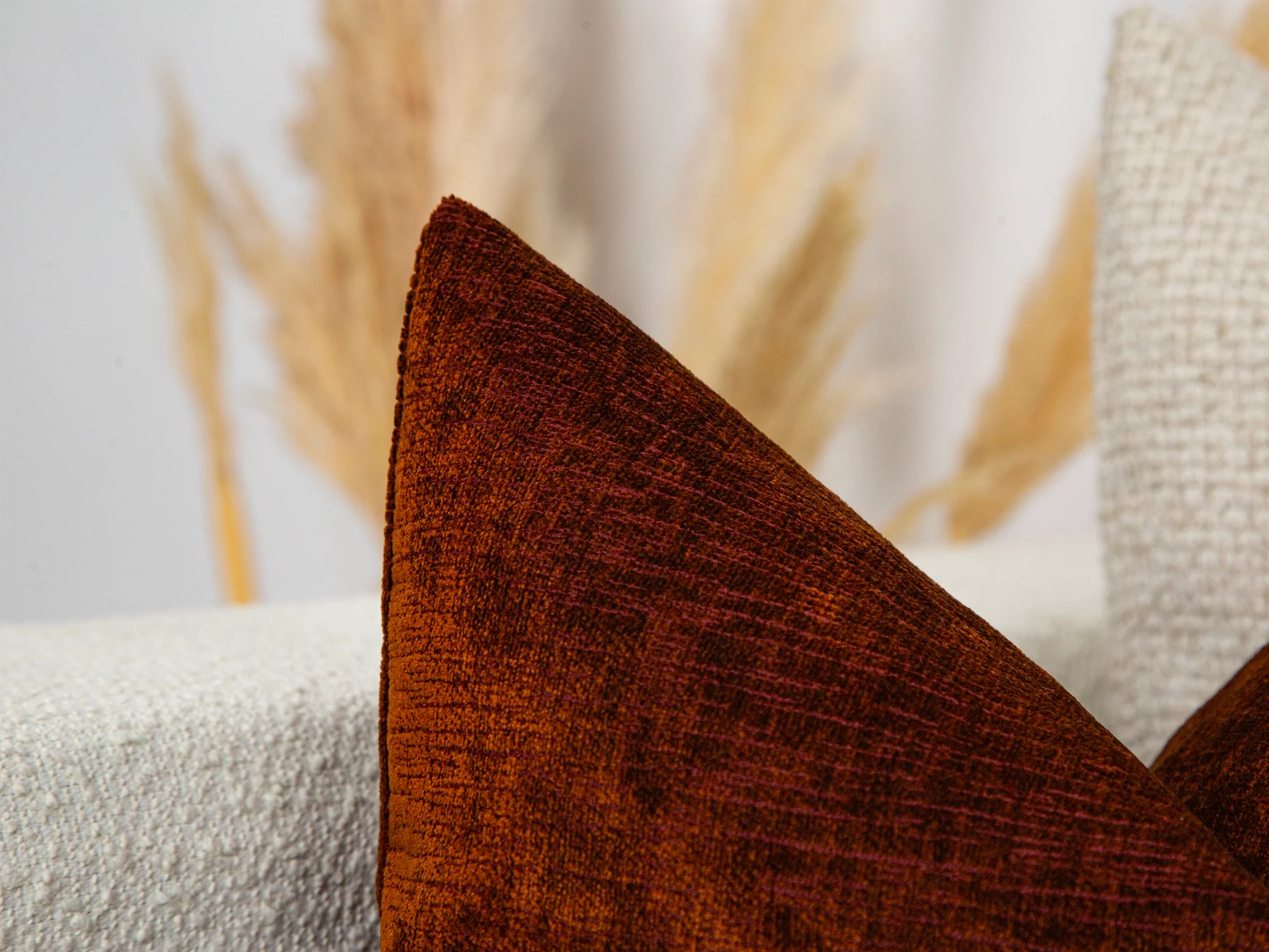 Rust Textured Throw Pillow Cover