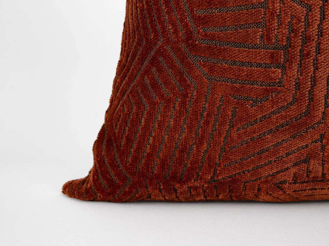 Rust Textured  Geometric Pillow Cover