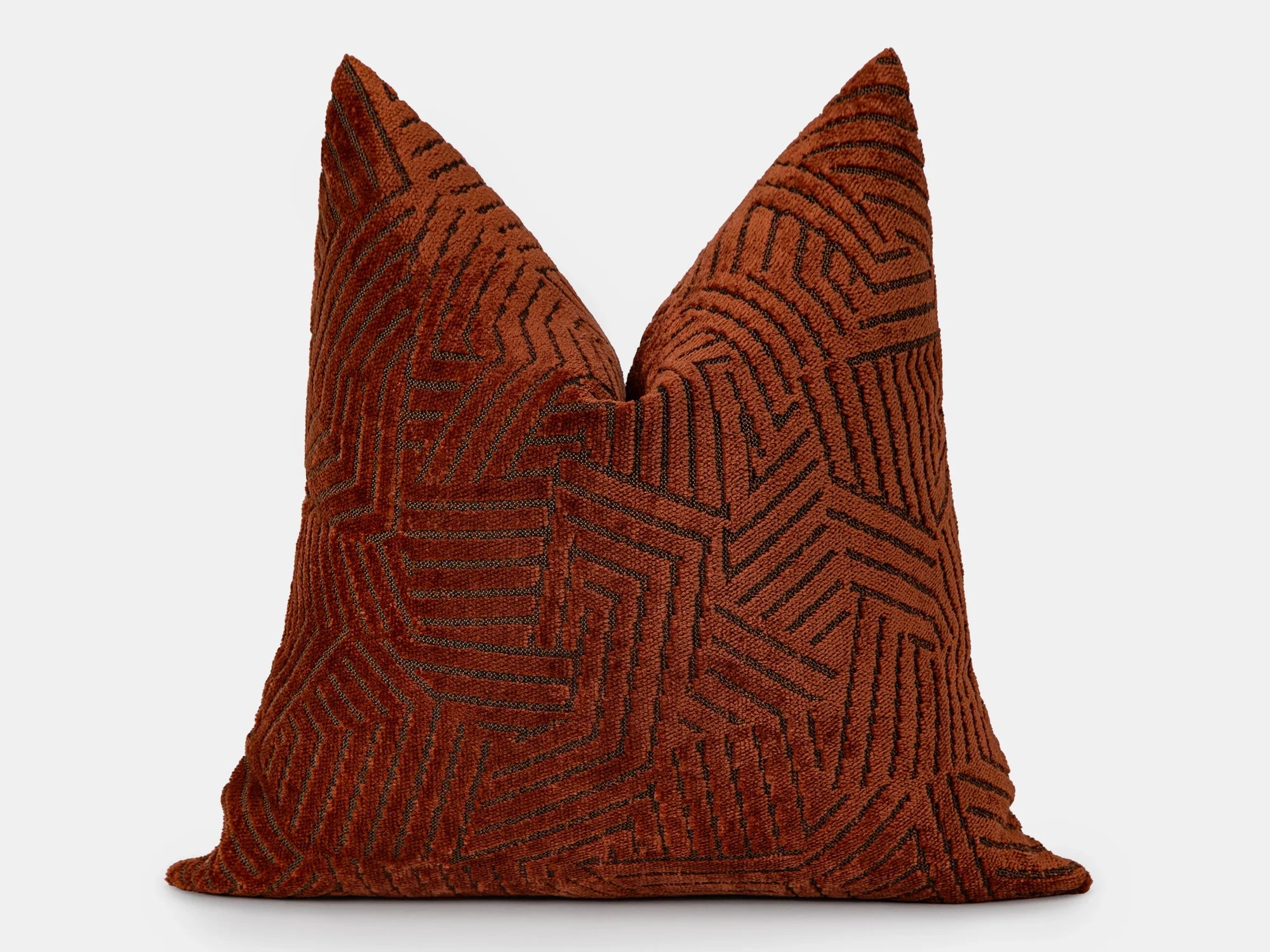 Rust Textured  Geometric Pillow Cover
