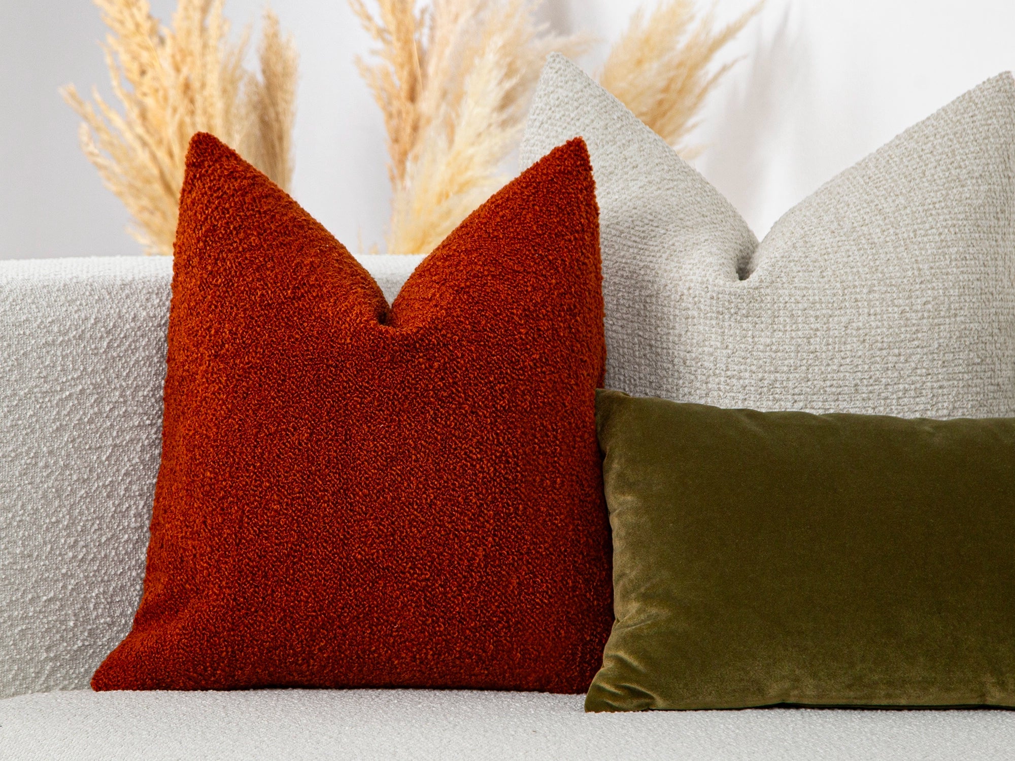 Rust Boucle Pillow Cover