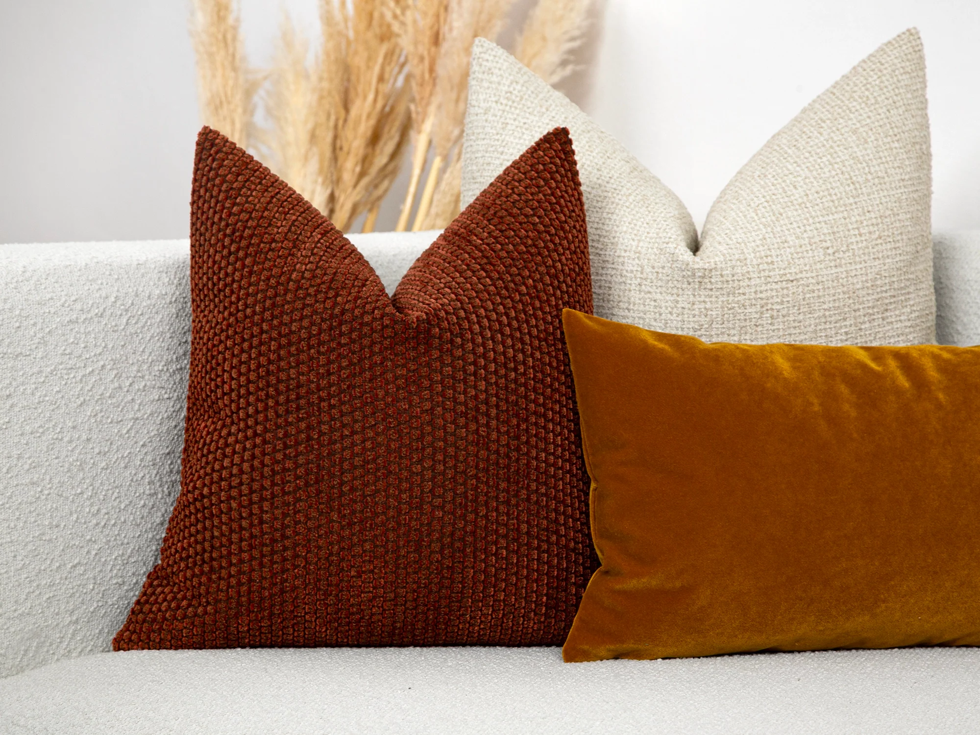 Rust Dotted Textured Pillow Cover
