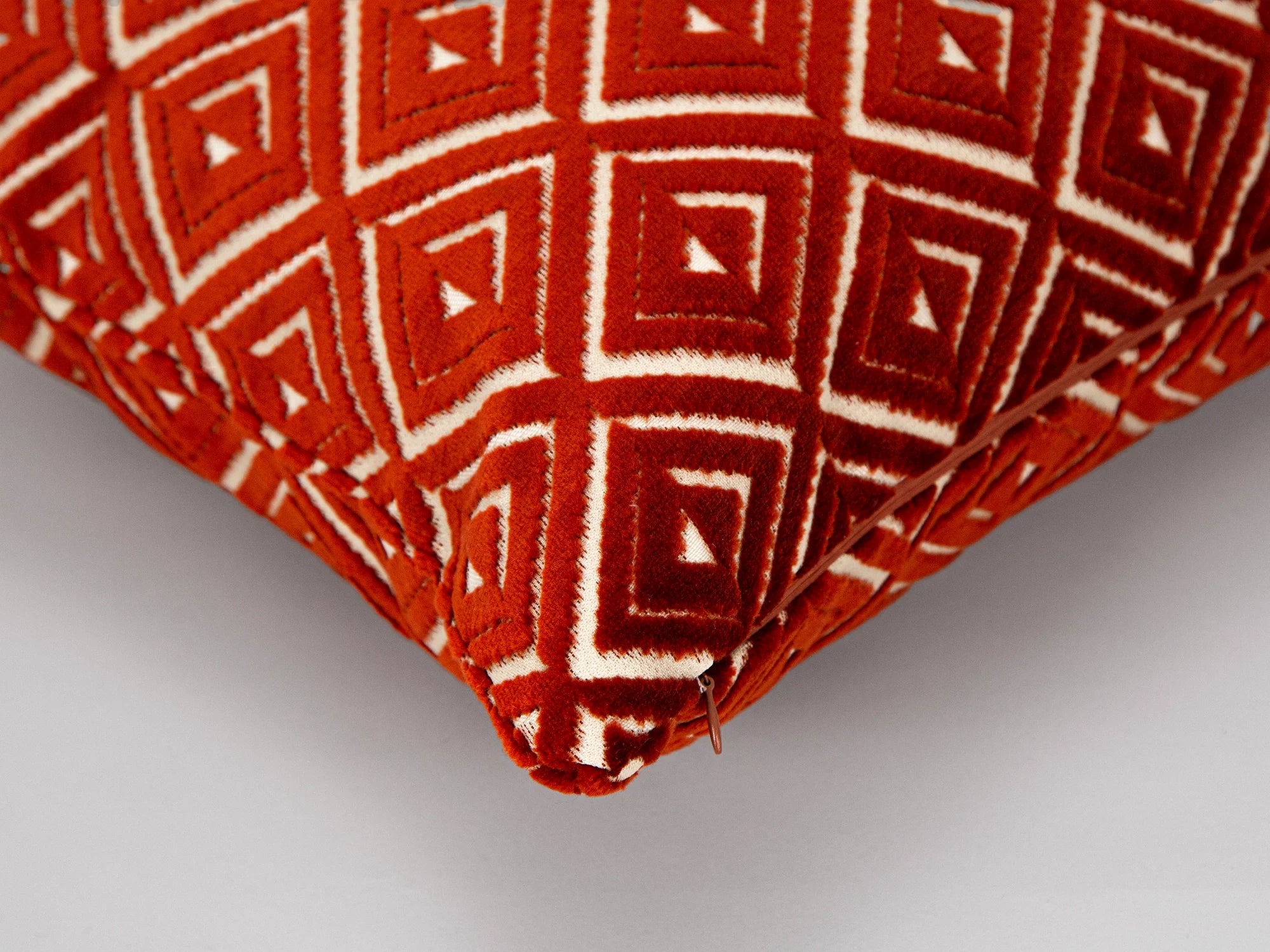 Rust Geometric Velvet Pillow Cover