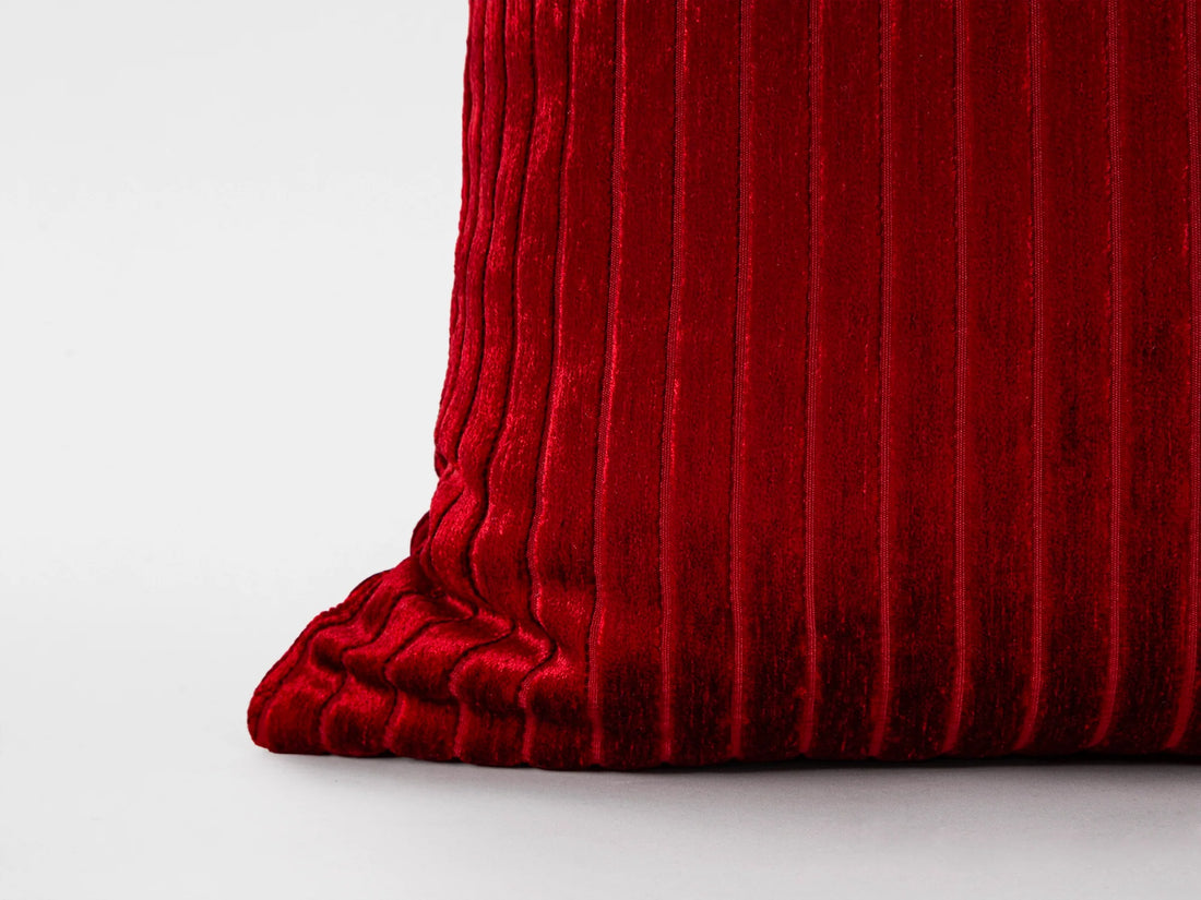 Wine Red Shiny Velvet Corduroy Pillow Cover