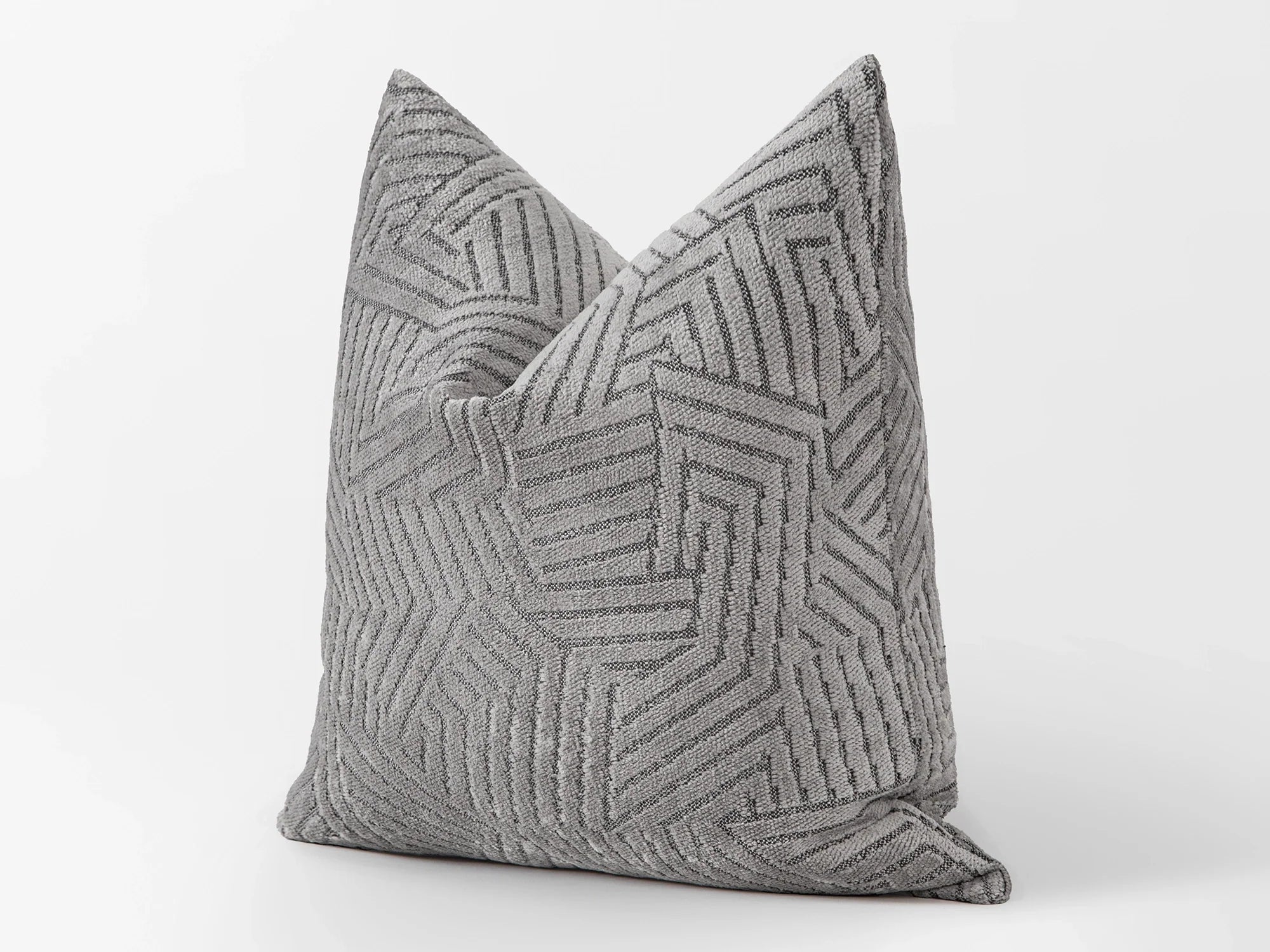 Silver Textured Geometric Pillow Cover