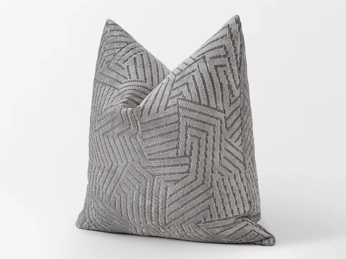 Silver Textured Geometric Pillow Cover
