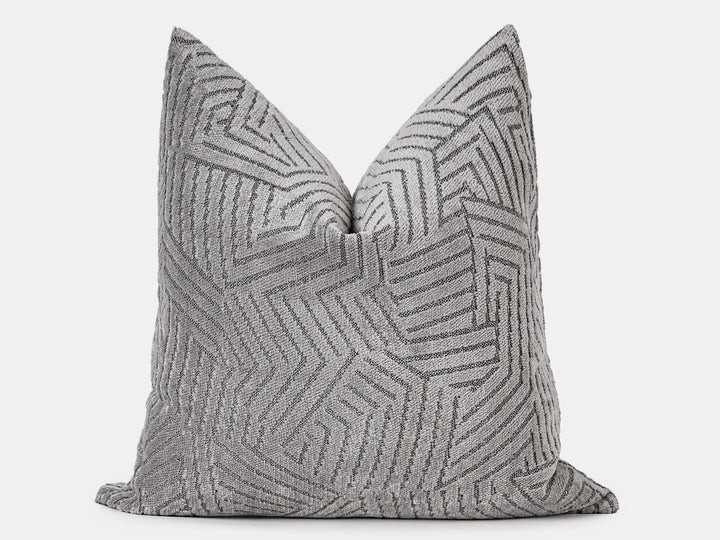 Silver Textured Geometric Pillow Cover
