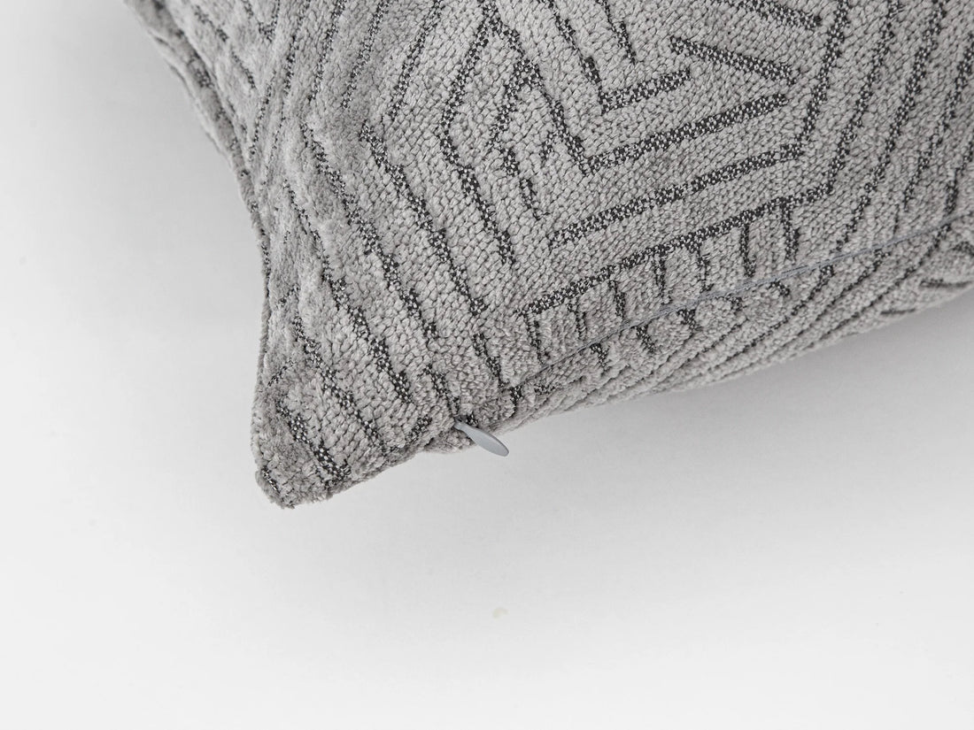 Silver Textured Geometric Pillow Cover
