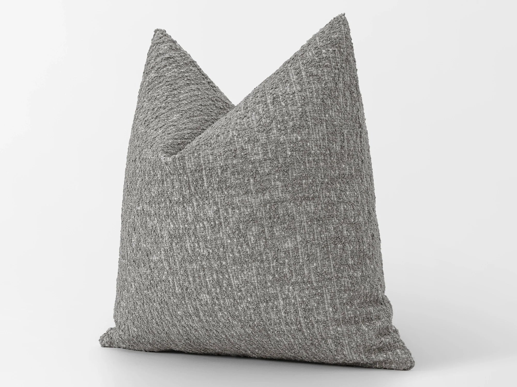 Stone Gray Textured Boucle Pillow Cover