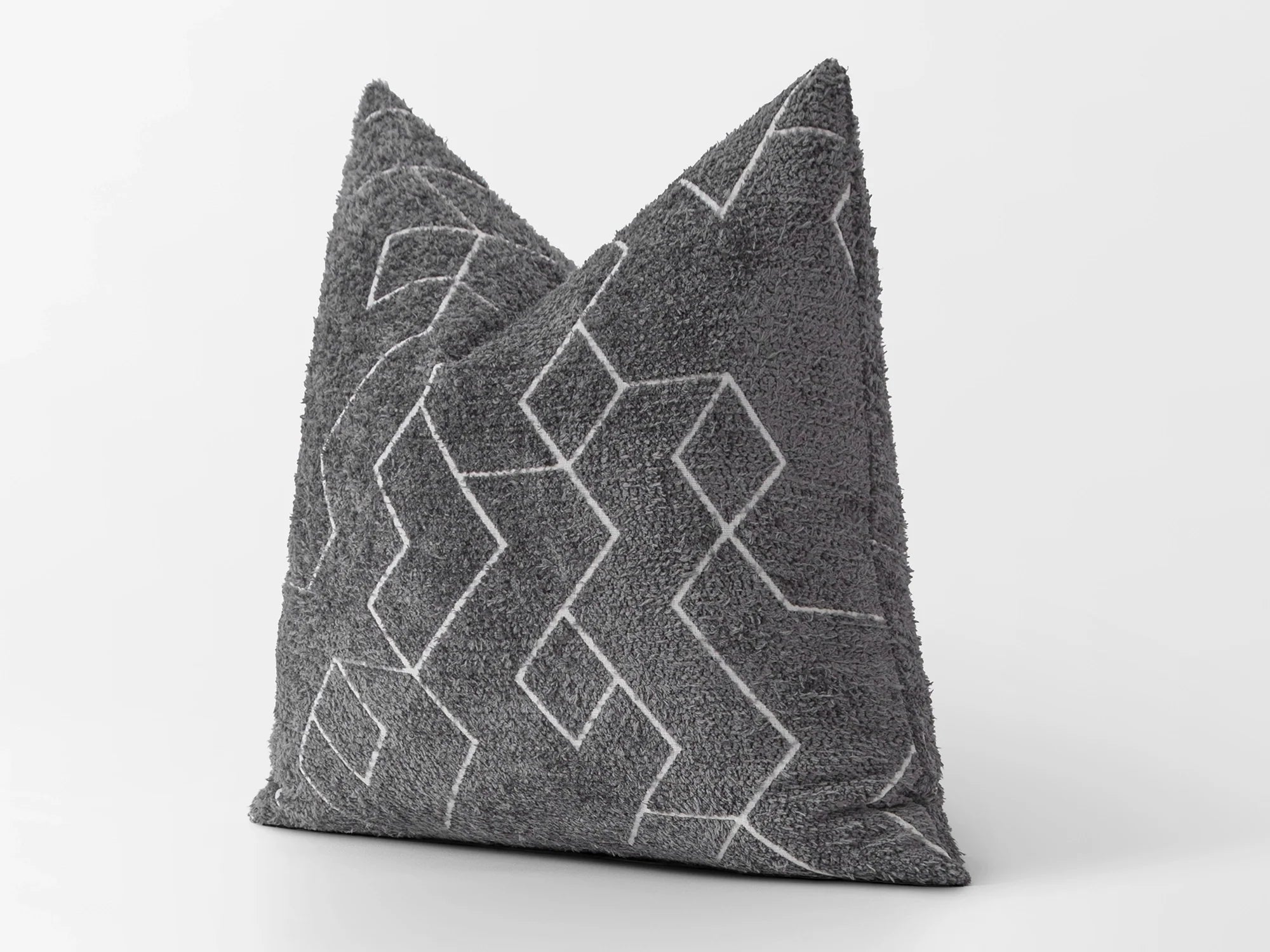 Gray and White Geometric Pillow Cover