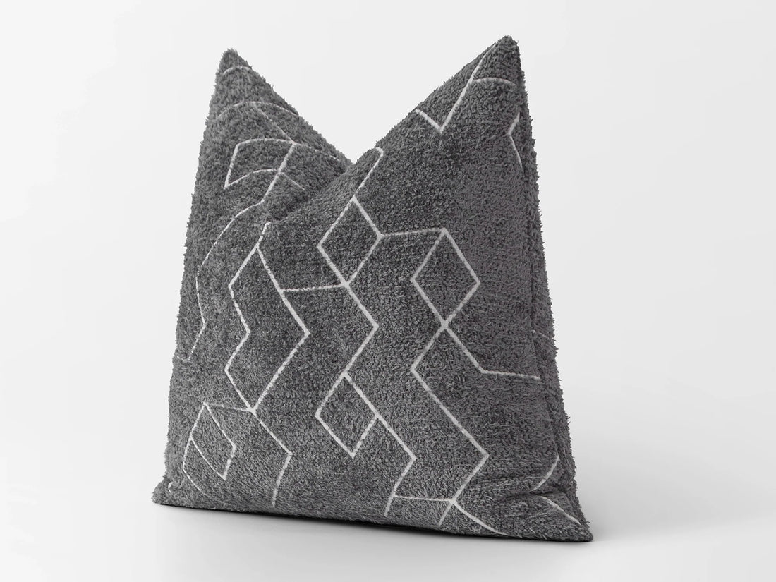 Gray and White Geometric Pillow Cover