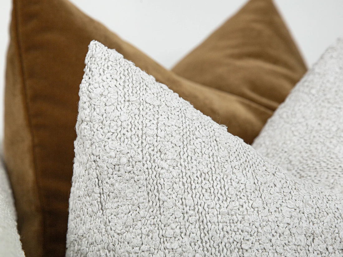 White Boho Boucle Pillow Cover