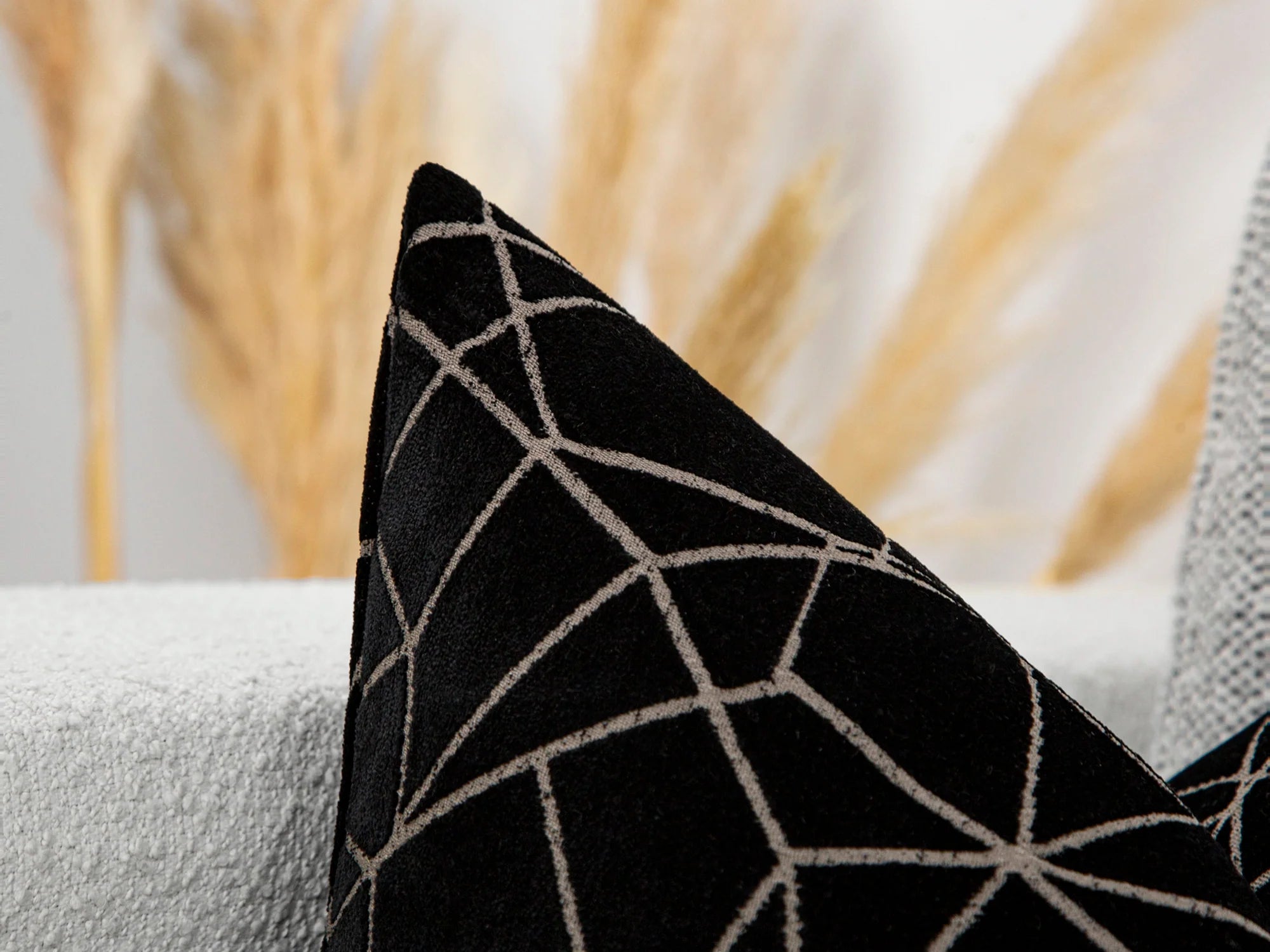 Black Textured Velvet Pillow Cover - Astral