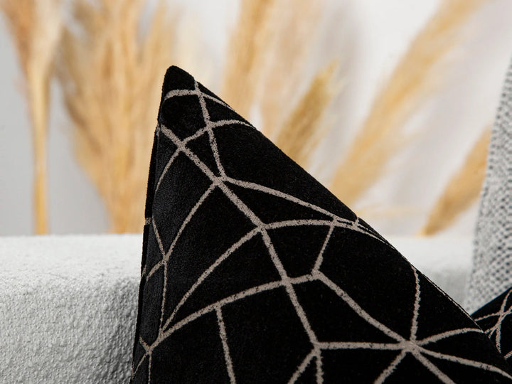 Black Textured Velvet Pillow Cover - Astral
