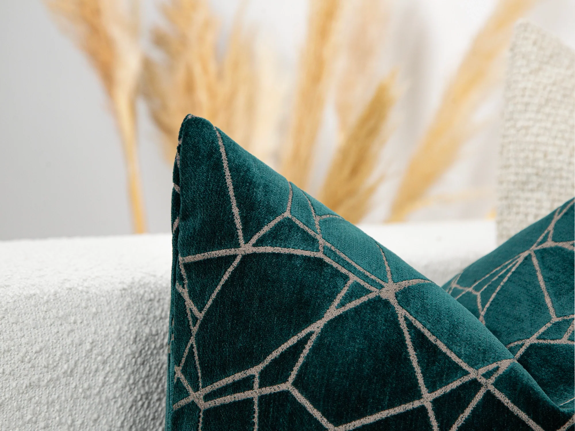 Dark Teal Textured Velvet Pillow Cover - Astral