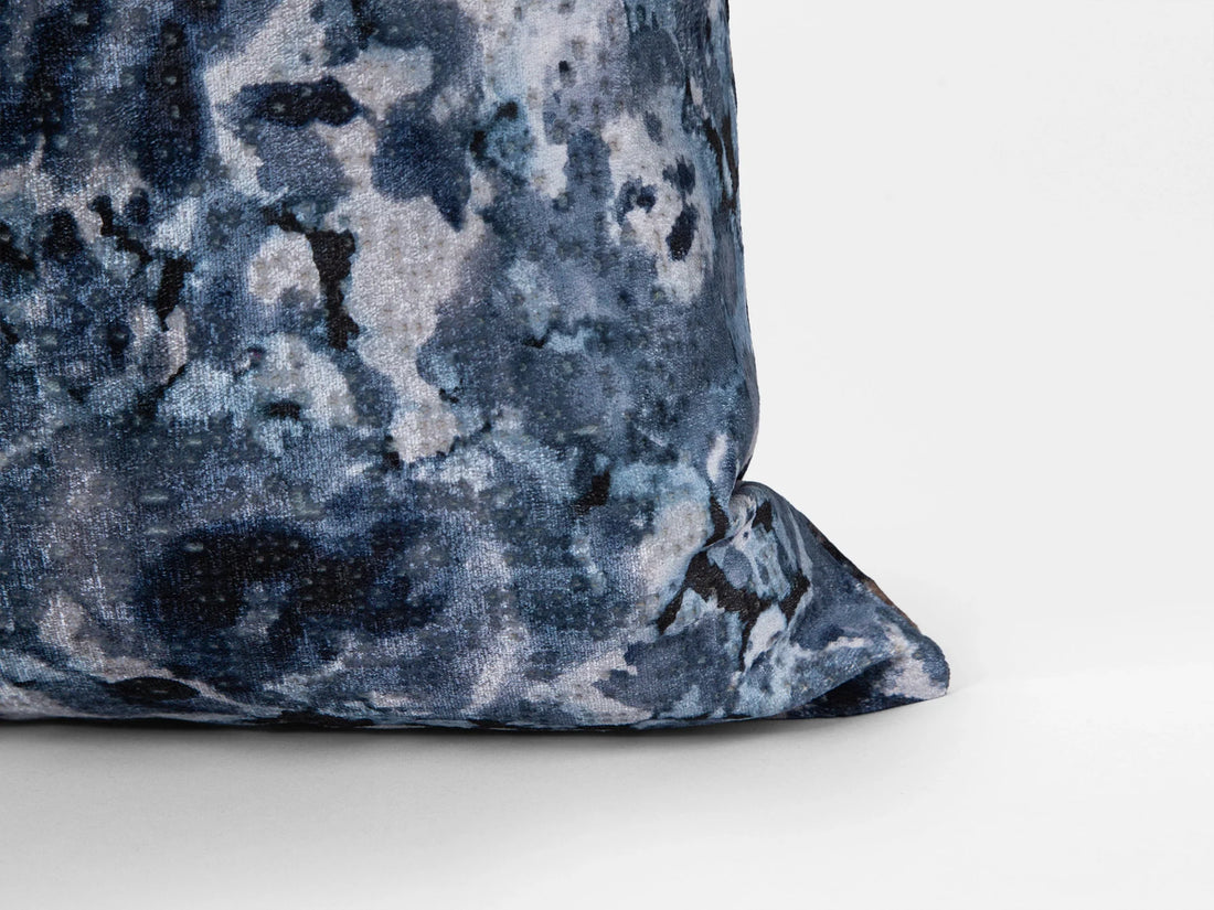 Storm Blue Watercolor Velvet Pillow Cover