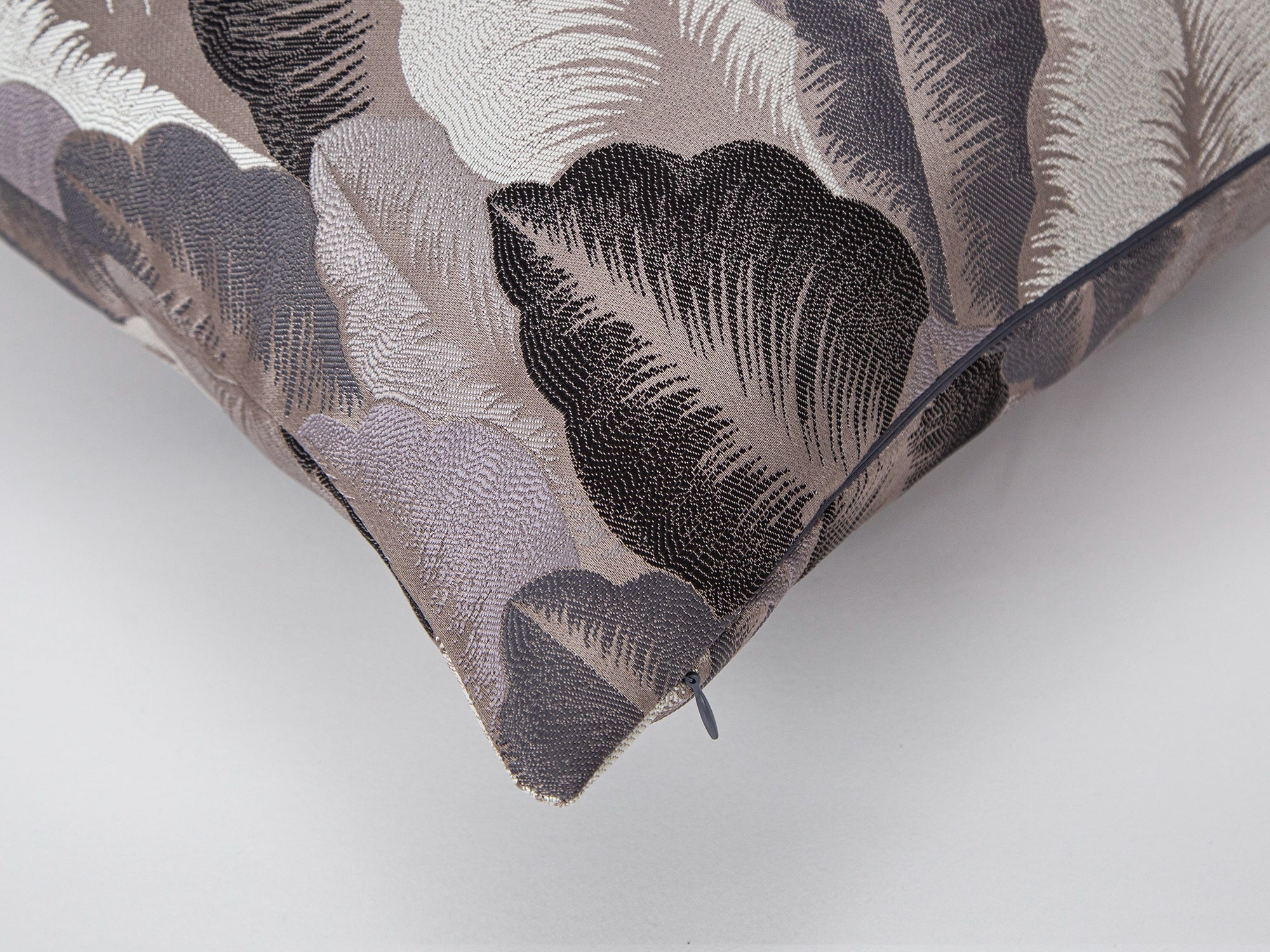 Taupe Jacquard Pillow Cover - Woven & Luxury