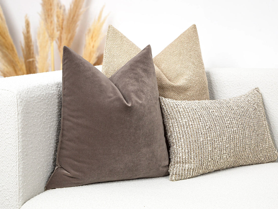 Taupe Velvet Pillow Cover