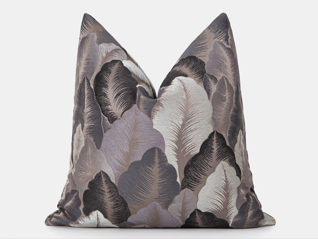 Taupe Jacquard Pillow Cover - Woven & Luxury