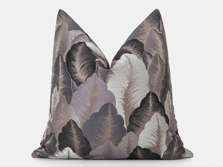 Taupe Jacquard Pillow Cover - Woven & Luxury