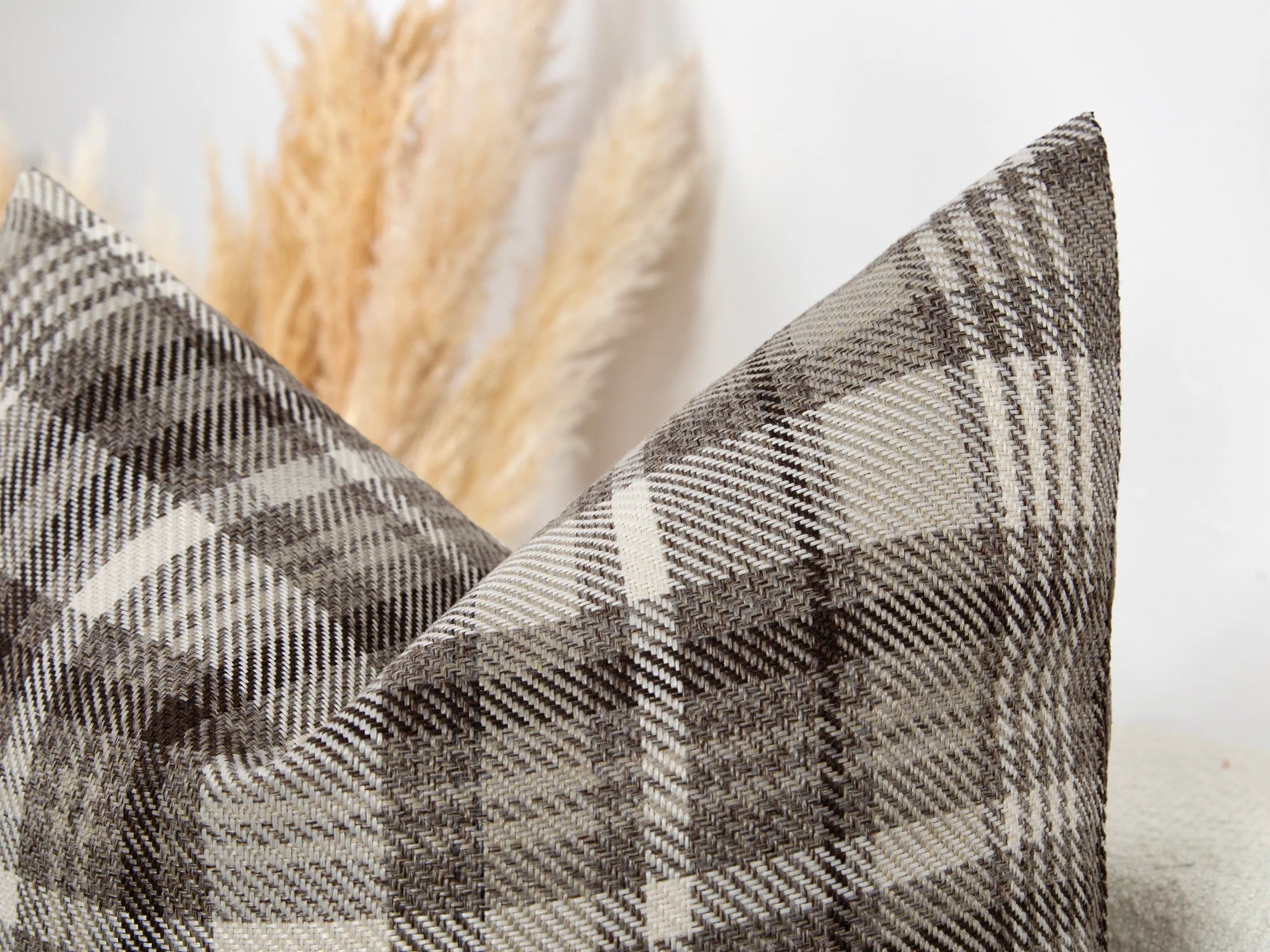 Taupe Plaid Pillow Cover