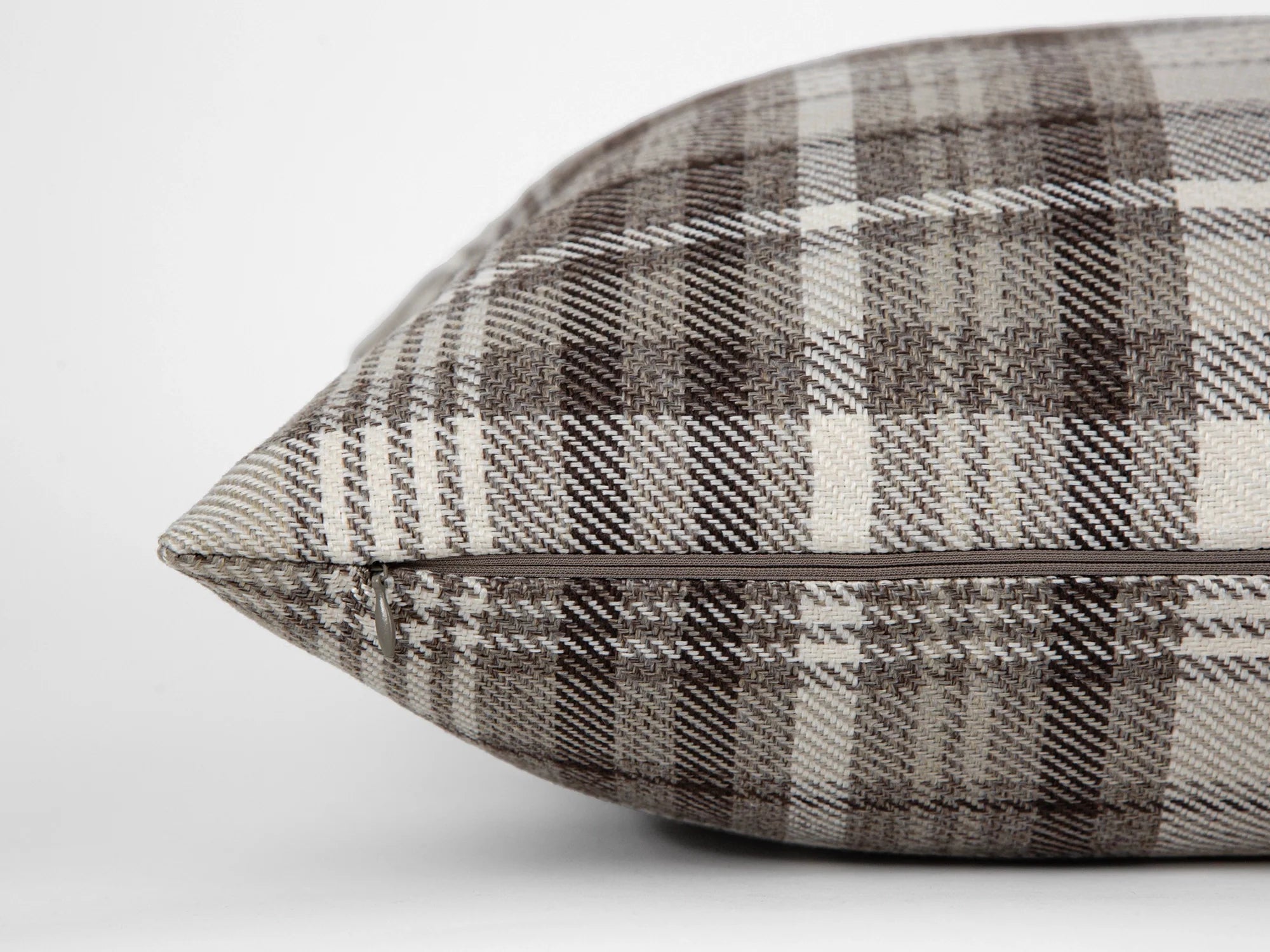 Taupe Plaid Pillow Cover