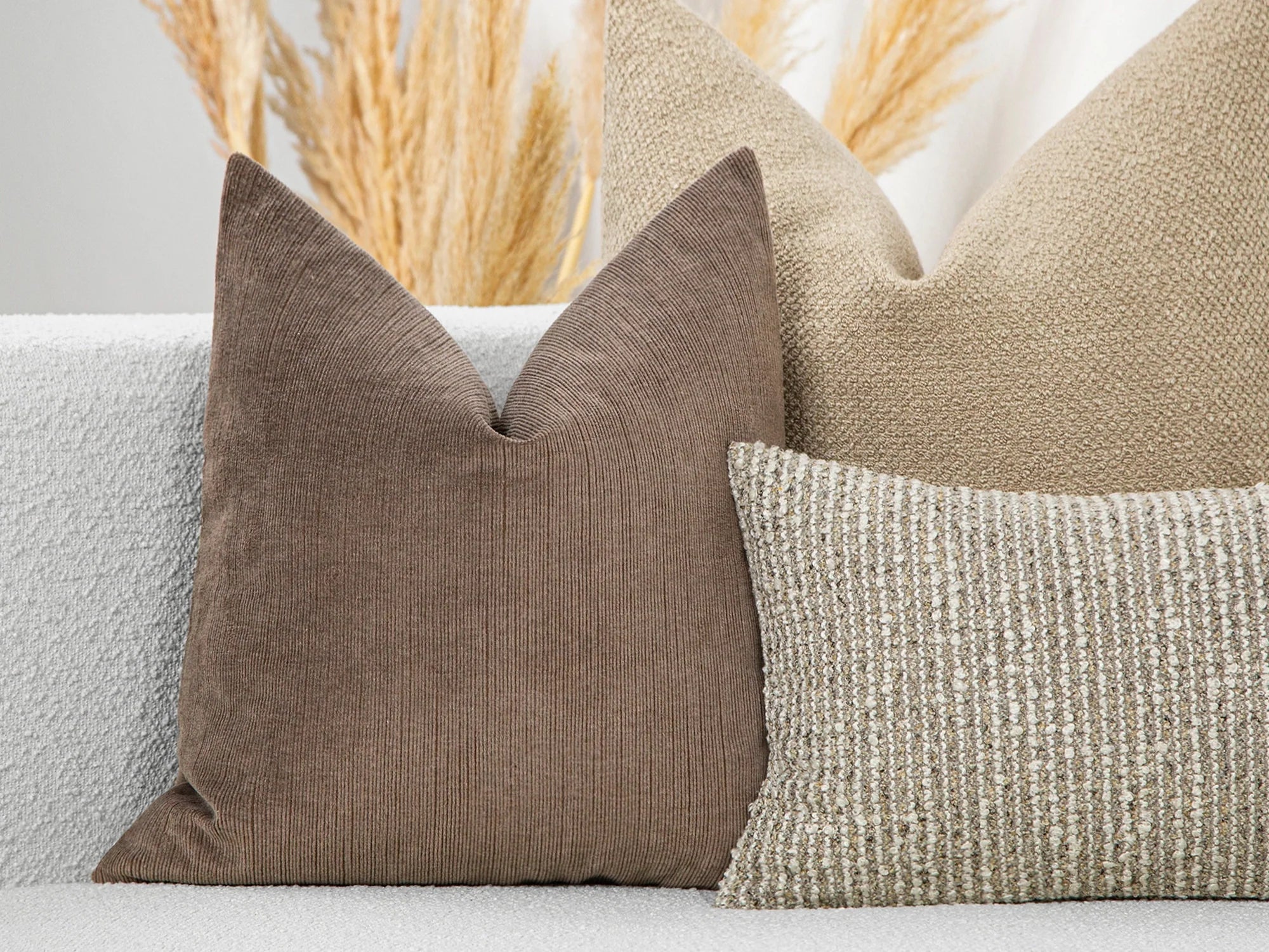 Taupe Ribbed Velvet Pillow Cover