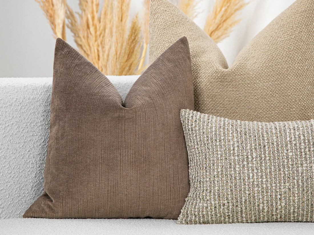 Taupe Ribbed Velvet Pillow Cover