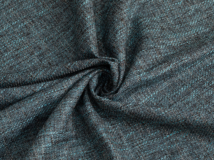 Teal Blue Woven Upholstery Fabric - Linen Look