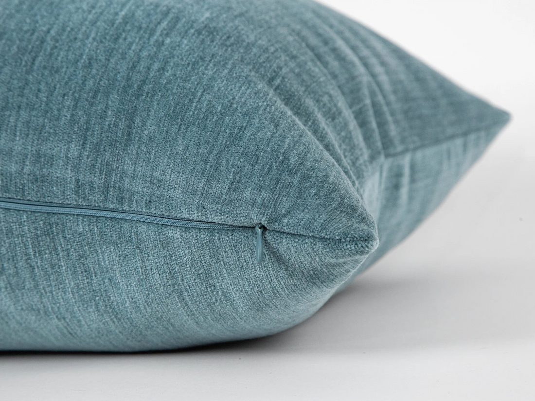 Teal Blue Woven Pillow Cover