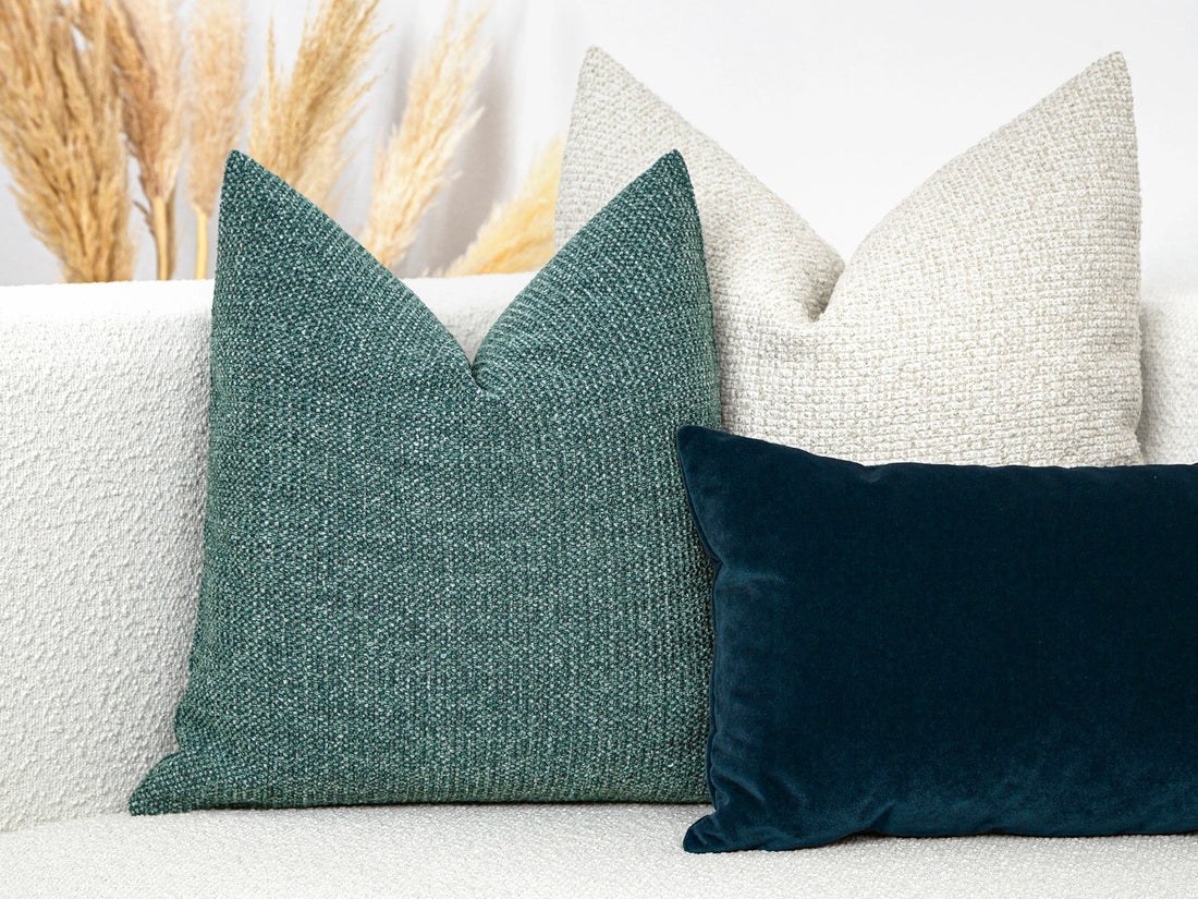 Teal Textured Striped Pillow Cover