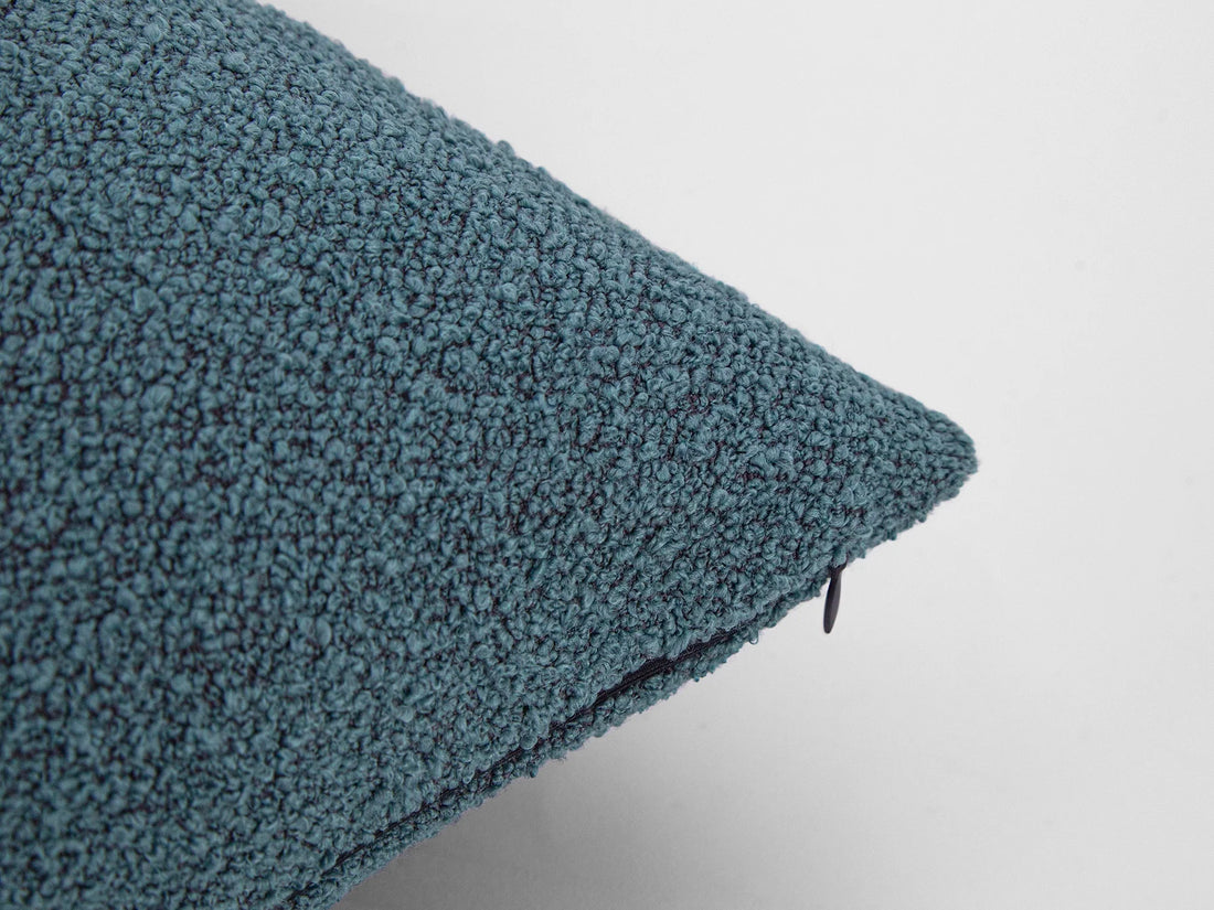 Teal Blue Boucle Pillow Cover