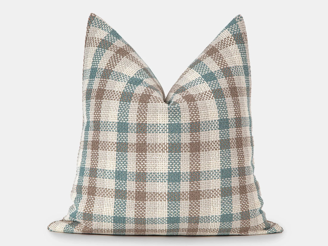 Teal Plaid Throw Pillow Cover