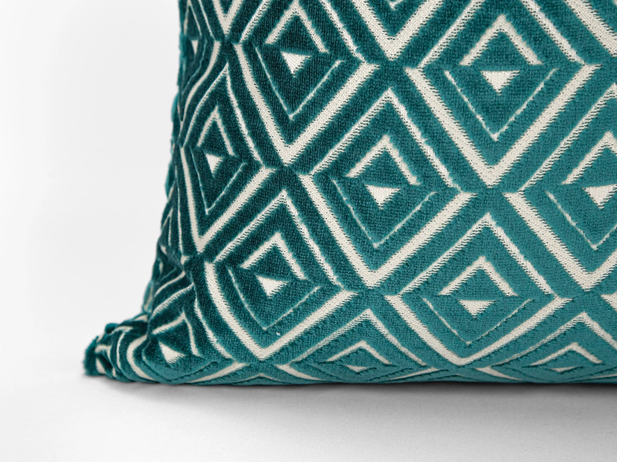 Teal Geometric Velvet Pillow Cover