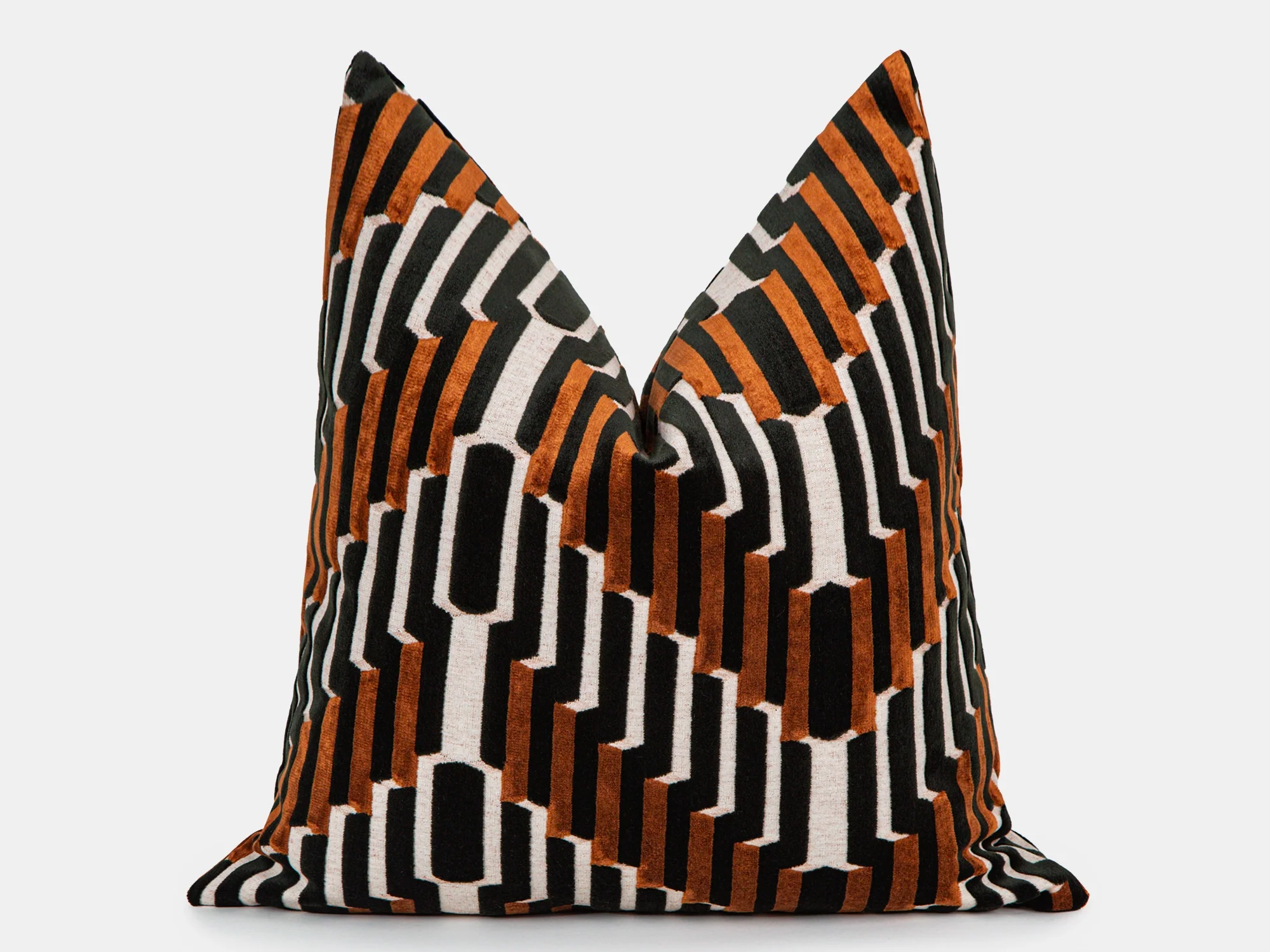 Terracotta Sculpted Chevron Velvet Pillow Cover