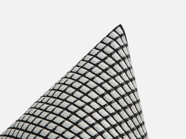 Off White and Black Woven Pillow Cover