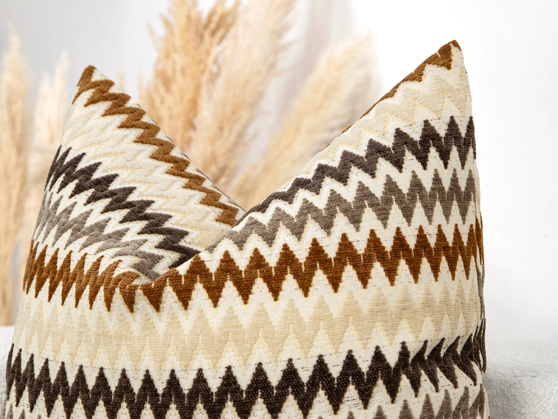Earthy Colorful Chevron Pillow Cover