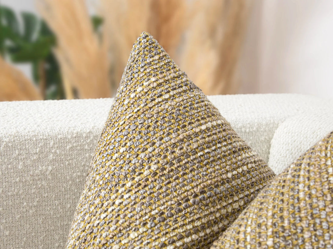 Dusty Yellow Boho Textured Pillow Cover
