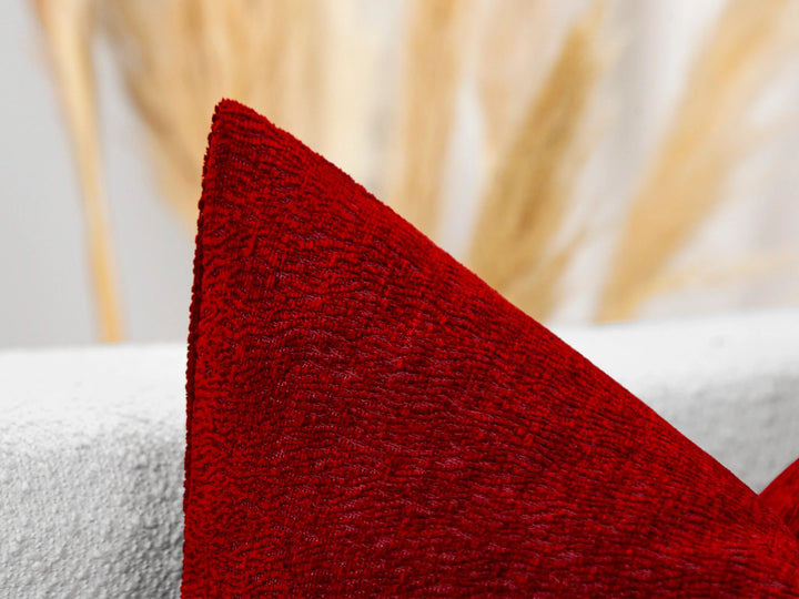 Warm Red Textured Pillow Cover